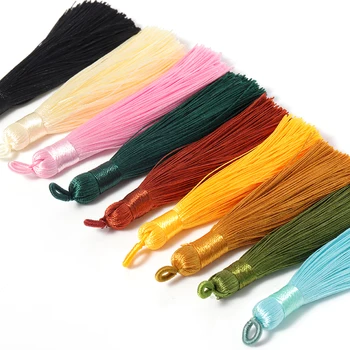 10шт 8-9 см Разноцветная Хлопковая Шелковая кисточка-кисточка для изготовления сережек-шармов, Атласные кисточки, подвеска, изготовление ювелирных изделий ручной работы, поделки своими руками