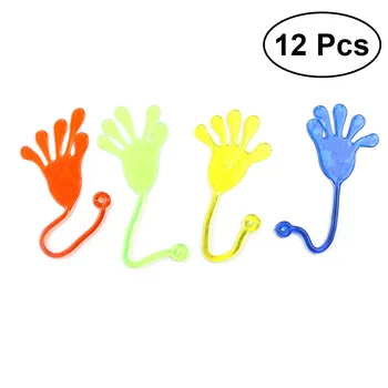 12шт Игрушки с липкими руками, Дурацкие Забавные Эластичные Липкие Руки для Детского Дня Рождения, Сувениры для Рождественской вечеринки (Случайный цвет)