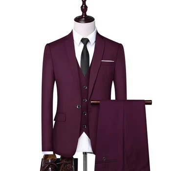2023 Бутик мужской моды в деловом стиле (блейзер + жилет + Брюки), Джентльменский Свадебный повседневный Профессиональный деловой костюм, 3 предмета, S-6XL