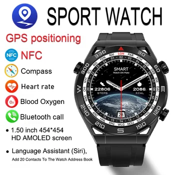 2023 для смарт-часов Huawei Ultimate NFC AMOLED, Мужские смарт-часы с Пользовательским набором, Ответ на вызов, Спортивный GPS-трековый Компас, Водонепроницаемые Умные часы IP68