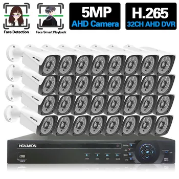 32CH AHD Комплект Камеры Видеонаблюдения 5MP Face Detection DVR Система камеры Безопасности 16CH Наружная Аналоговая HD Система Видеонаблюдения Kit P2P