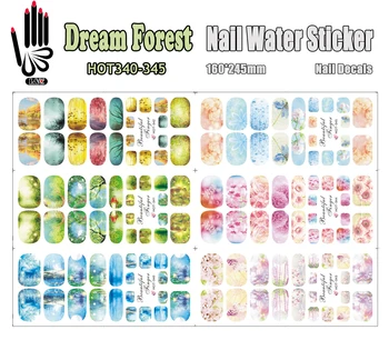 6 Листов/лот Art Nail HOT340-345 Dream Forest С Полным покрытием, Пленка для ногтей, Водная наклейка для Дизайна ногтей (6 ДИЗАЙНОВ В 1)
