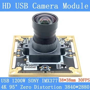 95 ° Без Искажений Веб-камера Mini 4K 3840*2880 Sony IMX377 30 кадров в секунду 1200 Вт USB Модуль камеры Для Windows Linux Android 38 мм * 38 мм