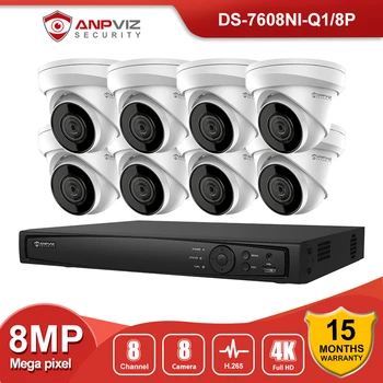 Anpviz 4K 8CH Smart NVR Kit 8MP POE Система IP-камеры Безопасности На Открытом Воздухе С Аудио CCTV Комплект Видеонаблюдения IP67 H.265 +