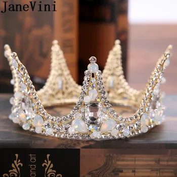 JaneVini Роскошные Головные украшения принцессы с кристаллами в стиле барокко, Свадебные Диадемы и Короны со стразами, лента для волос, Свадебные головные уборы для женщин