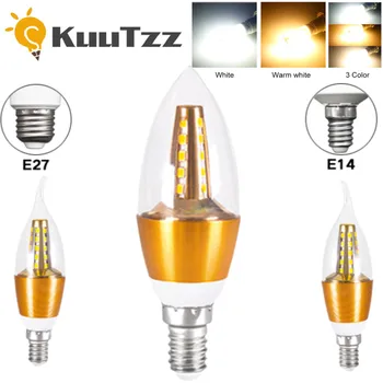 KuuTzz E14 E27 Светодиодные лампы-свечи 220 В Светодиодная лампа-люстра 5 Вт 7 Вт Лампа для украшения спальни Энергосберегающая Светодиодная лампа