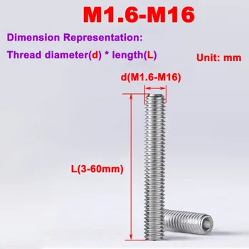 M1.6M2M2.5M3M4M5 304 Установочный винт с вогнутым концом из нержавеющей Стали с шестигранной головкой без головки