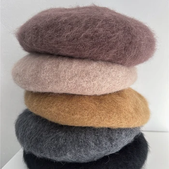 Ohmmayby Модная однотонная норковая шапка с буквенным принтом, зимняя теплая шапка для защиты ушей, утолщенная шапка от холода, капоты для женщин