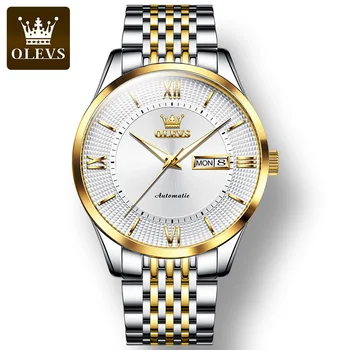 OLEVS 6657 Деловые Мужские наручные часы с ремешком из нержавеющей стали, Япония Автоматические механические водонепроницаемые часы высокого качества для мужчин