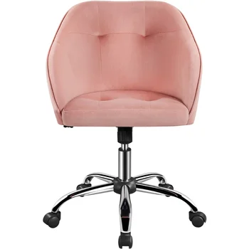 SMILE MART Современный бархатный Регулируемый Поворотный офисный стул, розовый
