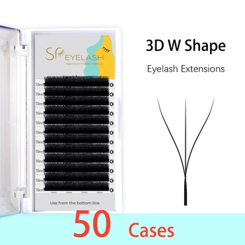 SPeyelashe 50 Чехлов W Shape 3D Для Наращивания Накладных натуральных Ресниц B/C/D Бразильские Объемные Веерные Ресницы Ручной работы Cilios W Lashes