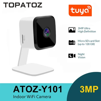 TOPATOZ Tuya 3MP WiFi IP-камера Smart Home Security CCTV Камера Видеонаблюдения В помещении Двухсторонний аудио Радионяня