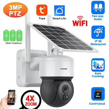 Tuya Solar 4MP Wifi CCTV PTZ IP-камера Двухстороннее Аудио Беспроводная Камера Видеонаблюдения на Батарейках Smart life IP Cam 2MP