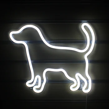 Wanxing LED Маленькая Неоновая Световая Вывеска В Форме Собаки, Акриловая Настенная USB-Лампа С Питанием От Животного Для Kawaii Room Art Decor Shop Home Gift