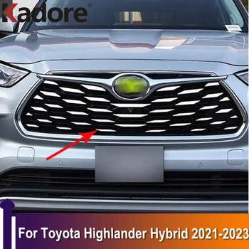 Автомобильная наклейка для Toyota Highlander Hybrid 2021 2022 2023 Передняя решетка радиатора, Отделка капота, Внешние аксессуары из нержавеющей стали