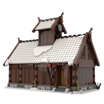 Авторизованный MOC-104429 Зимний Дом Бога викингов, средневековая деревня, тематические строительные блоки, набор MOC (1064 шт.)