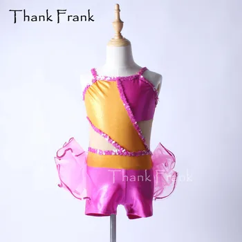 Балетное платье-пачка с блестками на бретелях для девочек, сетчатый танцевальный костюм Thank Frank C396