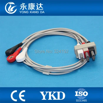 Бесплатная доставка совместимый многорычажный кабель AHA/3 вывода ЭКГ и защелкивающиеся провода
