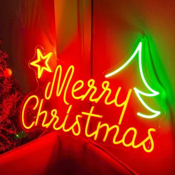 Веселое Рождественское украшение 2023 Рождественская Неоновая Вывеска Led для Украшения домашнего Бара в Канун Рождества BedroomNeon LightsParty DecorShop
