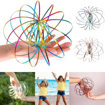 Волшебный браслет Flow Ring, Антистрессовое кольцо Toroflux, Кинетическая пружина, сенсорные цветные кольца из нержавеющей Стали 3D-формы, игрушки для вечеринки