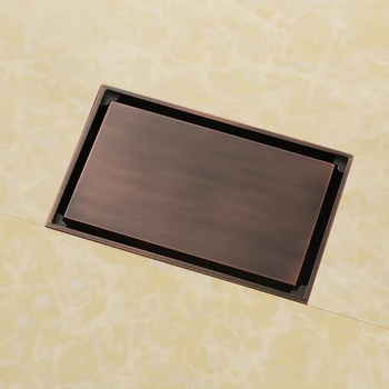 Высококачественная коричневая твердая латунь 140 x 90 мм квадратная защита от запаха напольный слив для ванной комнаты невидимый слив для душа