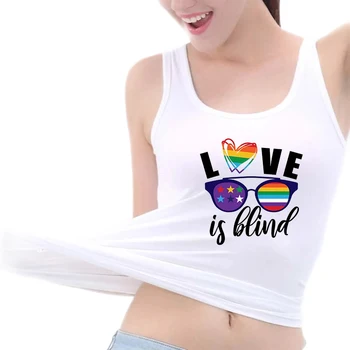 Гей-прайд ЛГБТ-Прайд Love Is Blind Дизайнерская Майка Для Бисексуалов И Лесбиянок Из Высококачественного Чистого Хлопка, Настраиваемые Топы без Рукавов