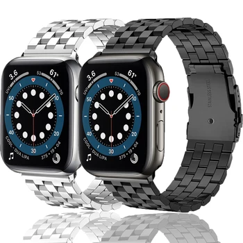 Деловой браслет для Apple Watch series 6 band se ремешок 44 мм 40 мм 5 4 3 42 мм 38 мм Ремешок для часов из нержавеющей стали iwatch correa