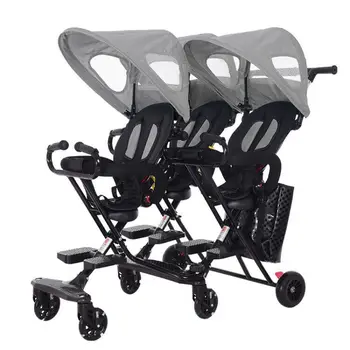 Детская коляска для тройняшек, легкая складная Детская коляска, ребенок может сидеть и ходить, детская коляска, детская тележка