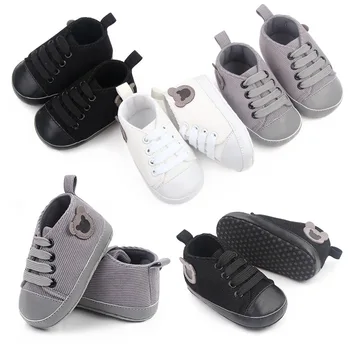 Детская парусиновая обувь для мальчиков, спортивные кроссовки, Баскетбольные кроссовки, Ходунки для маленьких девочек, Мягкая обувь для первого шага для новорожденных от 0 до 1 года