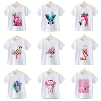 Детская футболка, Свободная, хипстерская, повседневная, модная, с фламинго, Детская футболка, крутая винтажная одежда для девочек и мальчиков