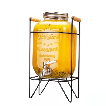 Диспенсер для сока в стеклянной банке Mason объемом 4 л, стеклянный диспенсер для напитков с краном и подставкой