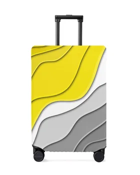 Желто-серый Градиентный геометрический Абстрактный чехол для багажа, Эластичный чехол для багажа, чехол для чемодана, Пылезащитный чехол, Аксессуары для путешествий