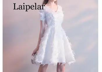 Женское платье Laipelar, сексуальное повседневное Платье с V-образным вырезом и галстуком-бабочкой, женское длинное платье с коротким рукавом