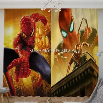 Занавеска Disney с Человеком-пауком, мультяшный герой для гостиной, Затемняющая занавеска для спальни, Домашний декор, шторы на окна на заказ
