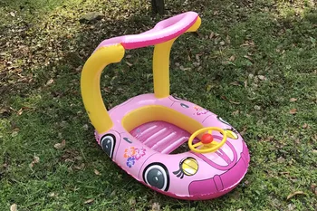 Игрушечный Надувной Автомобиль В Форме Надувной С Навесом Плавающей Лодки Для Детской Игры Водяная Ванна Игрушка Для Плавания На Открытом Воздухе Кольцо Бассейн Игрушка 2021