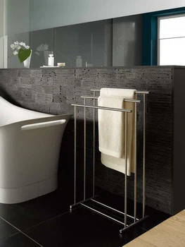 Индивидуальная вешалка для полотенец в скандинавском стиле для ванной комнаты из нержавеющей стали, простая напольная передвижная вешалка для полотенец без перфорации