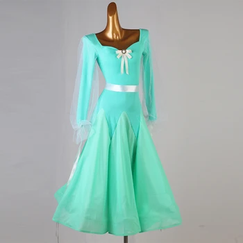 индивидуальные платья для бальных танцев, платье фокстрот, американское гладкое платье, Женское Сценическое Бальное платье для Вальса, зеленое MQ274
