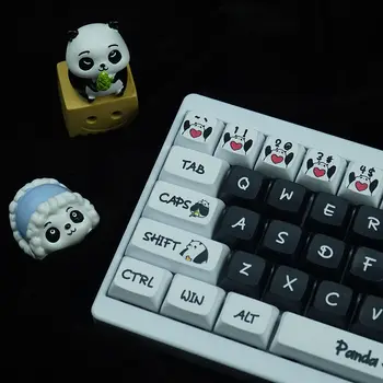 Колпачки для ключей с милой пандой, черно-белый профиль XDA из pbt-пластика в простом стиле для 60% 61 64 68 71 75% 81 84 Механической клавиатуры
