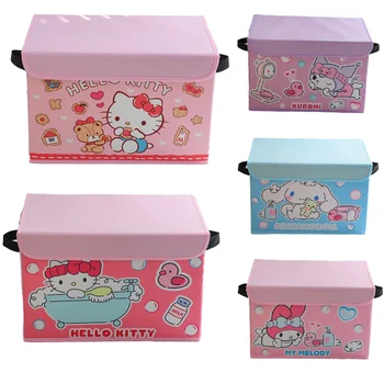 коробка для хранения kuromi kawaii Sanrio Cinnamoroll My Melody Pom Pom Purin Pachacco Складной ящик для хранения домашней ткани, бардачок