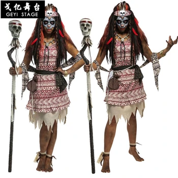 Костюмы для косплея ведьм, Одежда вождя примитивного индейского племени, Карнавальные костюмы на Пасху и Хэллоуин для мужчин, женщин, взрослых