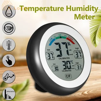 Круглый Цифровой ЖК-дисплей с сенсорным экраном, Измеритель температуры и влажности в помещении, Мини-датчик температуры для домашнего сада