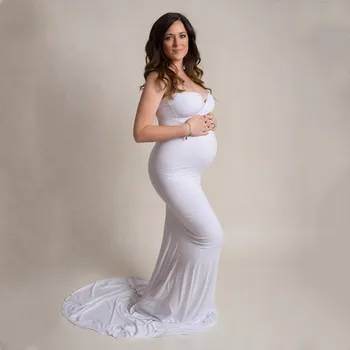 Летние Элегантные Платья для беременных для Фотосессии, Одежда для беременных Женщин, Наряд для Фотосъемки, Детское платье для душа без плеч