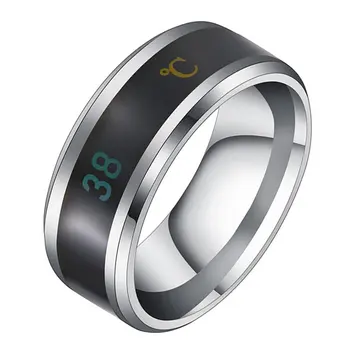 Многофункциональное водонепроницаемое интеллектуальное кольцо для пары с температурой, Ювелирные изделия из титановой стали, датчик температуры на кончиках пальцев