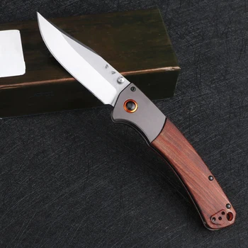 Многофункциональный Складной нож с деревянной ручкой BM 15080, лезвие 9cr18mov, Сабля для защиты на открытом воздухе, карманные ножи для выживания в полевых условиях