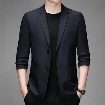 Модный Легкий роскошный мужской деловой повседневный блейзер черного, серого, голубого цвета в клетку, дышащий костюм, куртка