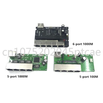 модуль коммутатора с 5/6 портами широко используется в светодиодной линии с 5 портами 10/100 10/100/1000 м контактного порта mini switch module PCBA
