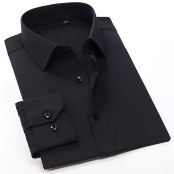 Мужская Деловая Рубашка Размера Плюс с длинными рукавами 7XL 8XL 9XL 10XL, Стрейчевая Свободная Повседневная Рубашка, Мужская Брендовая Одежда, Черный, Белый, Серый