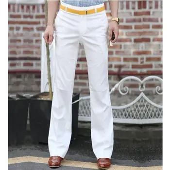 Мужские повседневные брюки Модные хлопковые Свободные прямые брюки для мужчин с высокой талией, тонкие Мужские деловые повседневные прямые длинные брюки E34