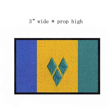 Нашивка с вышивкой Флага Сент-Винсента и Гренадин Шириной 3 дюйма/Наклейки для одежды