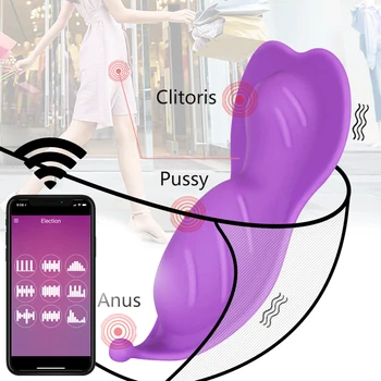 Носимый фаллоимитатор-бабочка Вибратор для женщин Bluetooth Вибратор Беспроводное приложение Пульт дистанционного управления Вибрирующие трусики Секс-игрушки для пары